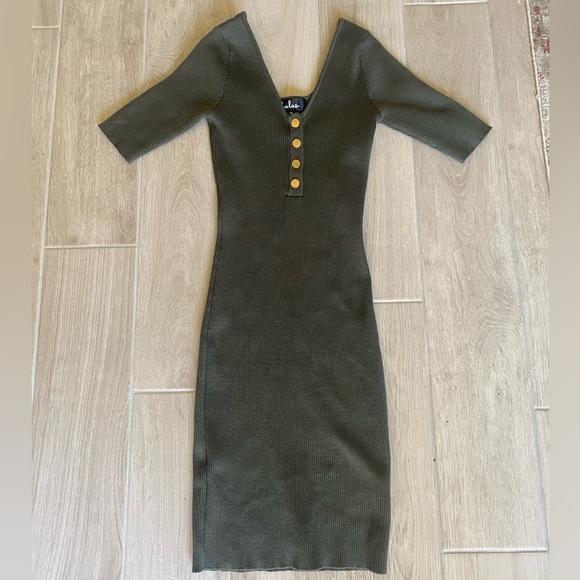 XS Lulu’s Olive Green Bodycon Dress - Picture 2 of 5